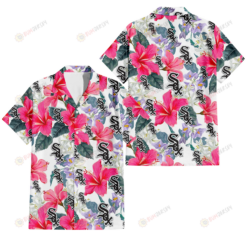 Chicago White Sox Pink Hibiscus White Orchid White Background 3D Hawaiian Shirt