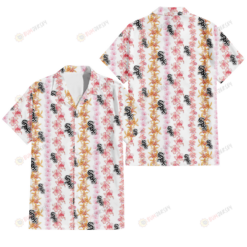 Chicago White Sox Pink Hibiscus Yellow Pink Orchid White Background 3D Hawaiian Shirt