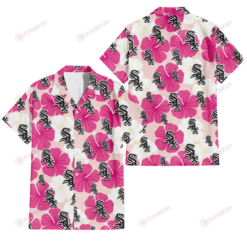 Chicago White Sox Pink White Hibiscus Misty Rose Background 3D Hawaiian Shirt