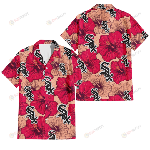 Chicago White Sox Red Beige Hibiscus Beige Background 3D Hawaiian Shirt