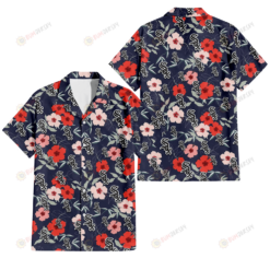 Chicago White Sox Red Pink White Hibiscus Black Background 3D Hawaiian Shirt