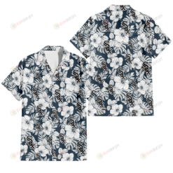 Chicago White Sox Sketch Hibiscus Leaf Dark Gray Background 3D Hawaiian Shirt