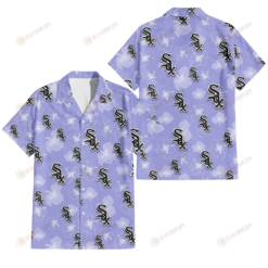 Chicago White Sox Sketch White Hibiscus Violet Background 3D Hawaiian Shirt