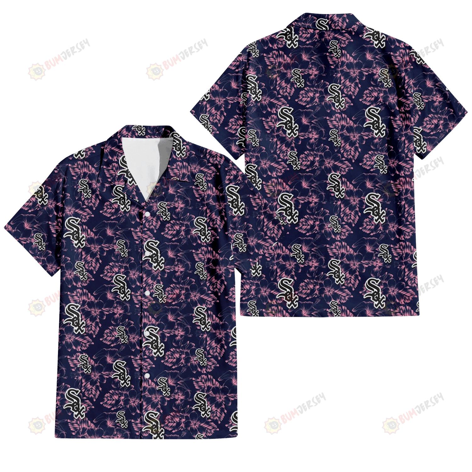 Chicago White Sox Thistle Sketch Hibiscus Dark Slate Blue Background 3D Hawaiian Shirt