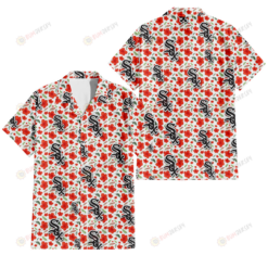 Chicago White Sox Tiny Red Hibiscus Green Leaf White Cube Background 3D Hawaiian Shirt