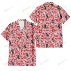 Chicago White Sox Tiny White Hibiscus Pattern Red Background 3D Hawaiian Shirt