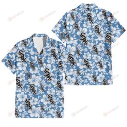 Chicago White Sox White Hibiscus Light Blue Texture Background 3D Hawaiian Shirt