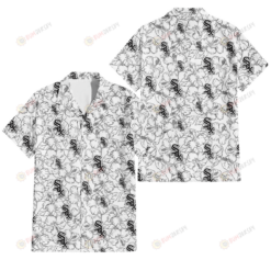 Chicago White Sox White Sketch Hibiscus Pattern White Background 3D Hawaiian Shirt