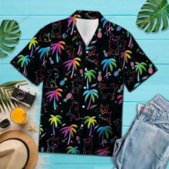 Chihuahua Tropical Palm Pineapple Hawaiian Shirt In Black