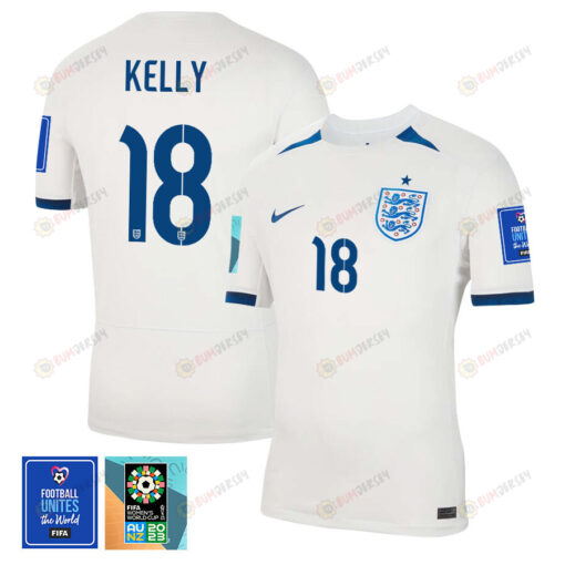 Chloe Kelly 18 England 1 Star FIFA Patch Women's National Team 2023-24 World Cup Home Men Jersey