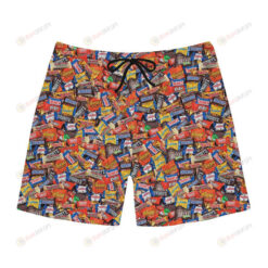 Chocolate Minis Pattern Hawaiian Men Shorts Swim Trunks - Print Shorts