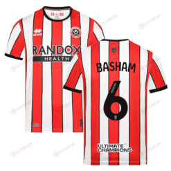 Chris Basham 6 Sheffield United 2022-23 Home Jersey - Red/White Stripes