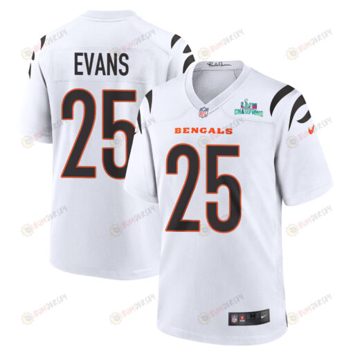 Chris Evans 25 Cincinnati Bengals Super Bowl LVII Champions Men's Jersey - White