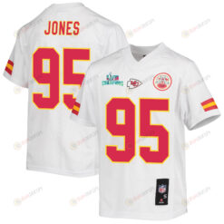 Chris Jones 95 Kansas City Chiefs Super Bowl LVII Champions Youth Jersey - White