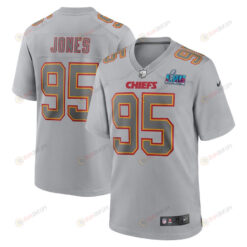 Chris Jones 95 Kansas City Chiefs Super Bowl LVII Patch Atmosphere Fashion Game Jersey - Gray