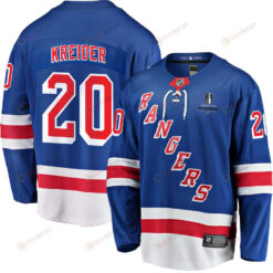 Chris Kreider 20 New York Rangers Stanley Cup 2023 Playoffs Patch Home Breakaway Men Jersey - Blue