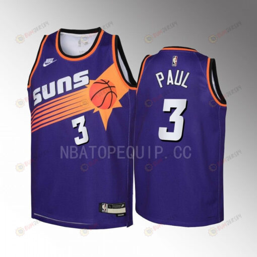 Chris Paul 3 Phoenix Suns 2022-23 Classic Edition Purple Youth Jersey - Swingman