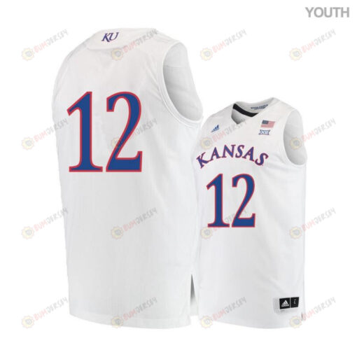 Chris Teahan 12 Kansas Jayhawks Basketball Youth Jersey - White