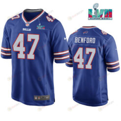 Christian Benford 47 Buffalo Bills Super Bowl LVII Logo Game Player Men Jersey - Royal Jersey