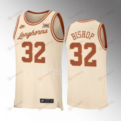 Christian Bishop 32 Texas Longhorns Uniform Jersey 2022-23 Retro Basketball Cream