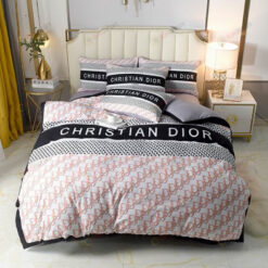 Christian Dior Houndstooth Signature Pattern Bedding Set In Red