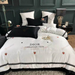 Christian Dior Long-Staple Cotton Bedding Set In Black/White