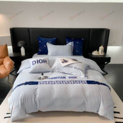 Christian Dior Monogram Velvet Bedding Set In Light Blue