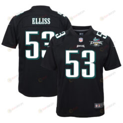 Christian Elliss 53 Philadelphia Eagles Super Bowl LVII Champions 2 Stars Youth Jersey - Black