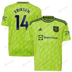 Christian Eriksen 14 Manchester United Youth 2022/23 Third Player Jersey - Neon Green