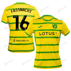 Christian Fassnacht 16 Norwich City 2023/24 Home Men Jersey - Yellow