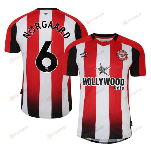 Christian N?rgaard 6 Brentford FC 2023-24 Premier League Home Men Jersey - Red