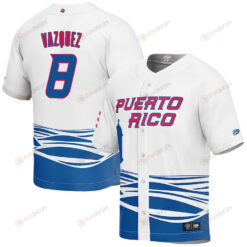 Christian Vazquez 8 Puerto Rico Baseball 2023 World Baseball Classic Jersey - White
