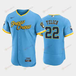 Christian Yelich 22 2022-23 City Connect Milwaukee Brewers Jersey - Powder Blue