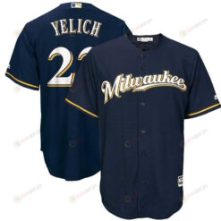 Christian Yelich Milwaukee Brewers Alternate Official Cool Base Player Jersey - Navy
