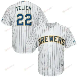 Christian Yelich Milwaukee Brewers Alternate Official Cool Base Player Jersey - White Royal