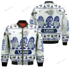 Christmas Gnomes Los Angeles Rams Ugly Pattern Bomber Jacket - White