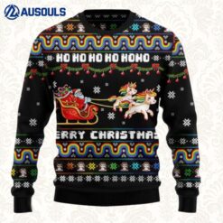 Christmas Hohoho Santa Claus Ride Unicorns Ugly Sweaters For Men Women Unisex