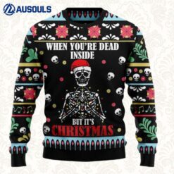 Christmas Skeleton With Santa Hat Ugly Sweaters For Men Women Unisex