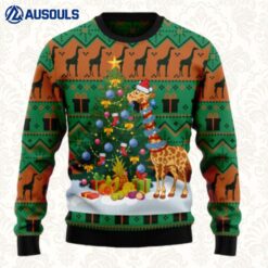 Christmas Tree Giraffe Ugly Sweaters For Men Women Unisex