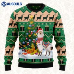 Christmas Tree Llama Ugly Sweaters For Men Women Unisex