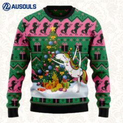 Christmas Tree Unicorn Ugly Sweaters For Men Women Unisex