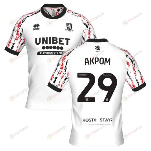 Chuba Akpom 29 Middlesbrough 2022-23 Third Jersey - White