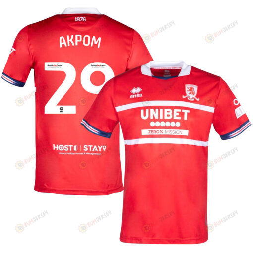 Chuba Akpom 29 Middlesbrough FC 2023-24 Home Men Jersey - Red