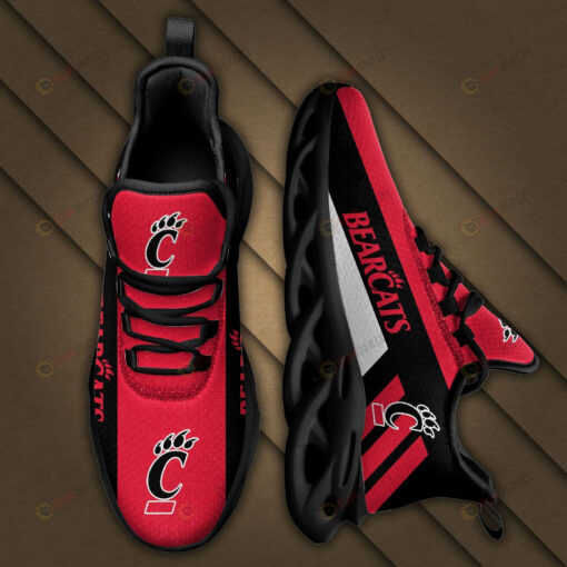 Cincinnati Bearcats Logo Black Stripe Pattern 3D Max Soul Sneaker Shoes In Red