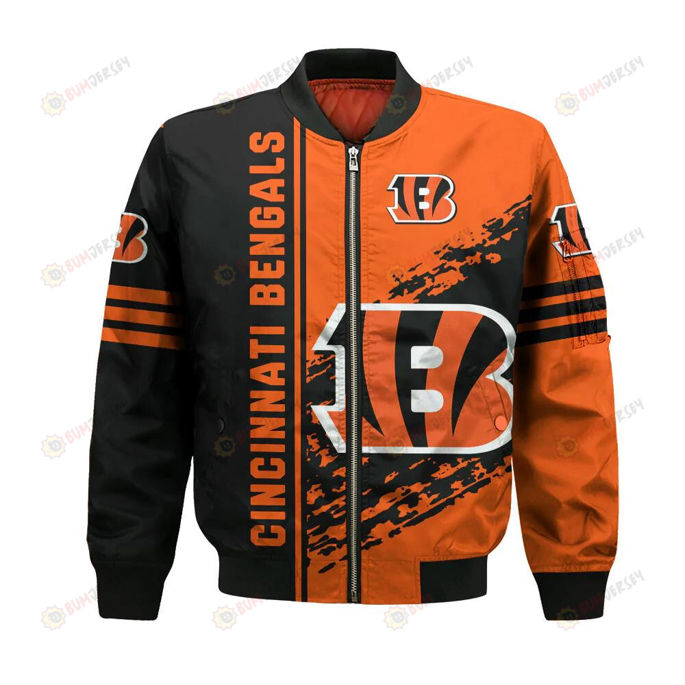 Cincinnati Bengals Bomber Jacket 3D Printed Logo Pattern In Team Colours