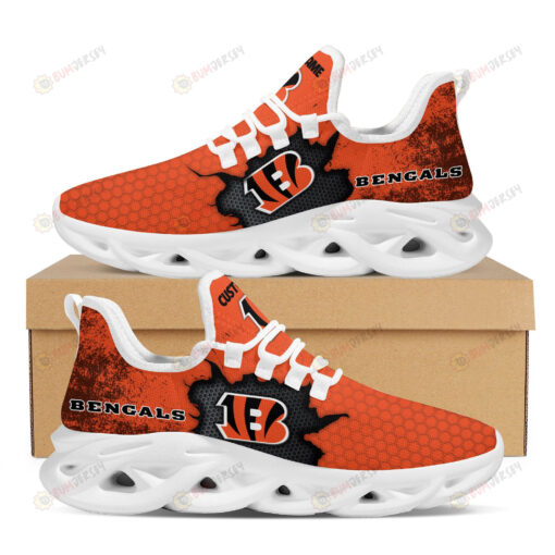 Cincinnati Bengals Cracked Design Pattern Custom Name 3D Max Soul Sneaker Shoes