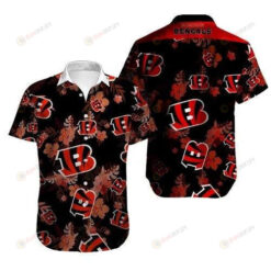 Cincinnati Bengals Curved Hawaiian Shirt On Black Red Pattern