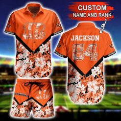 Cincinnati Bengals Custom Name And Number Floral Hawaiian Shirt Set