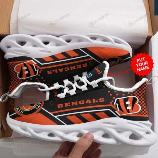 Cincinnati Bengals Custom Name Logo Pattern 3D Max Soul Sneaker Shoes