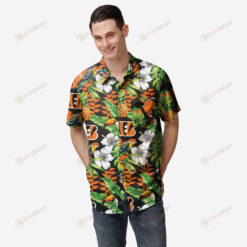 Cincinnati Bengals Floral Button Up Hawaiian Shirt